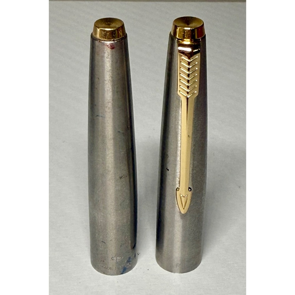Parker 45 Pen Caps Set of 2 Good Silver Gold Flighter Replacement USA Made
